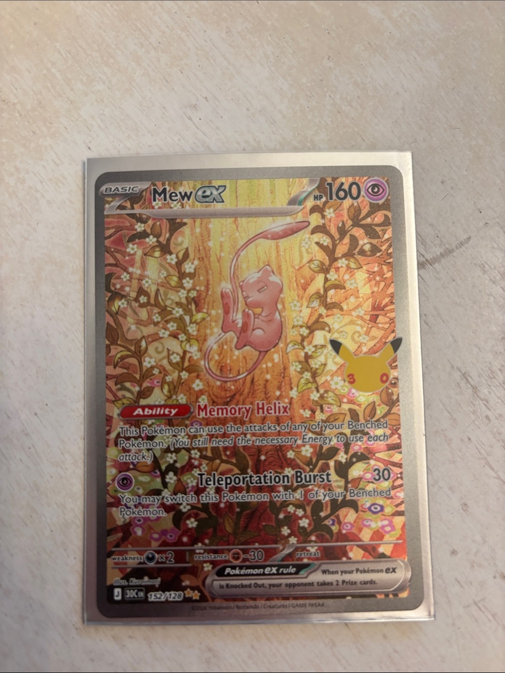 Pokemon Mew-EX Holo Card - Pink & Gold